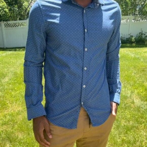 Denim & Flower Blue Button Up Long Sleeve Shirt size medium - Picture 4 of 5